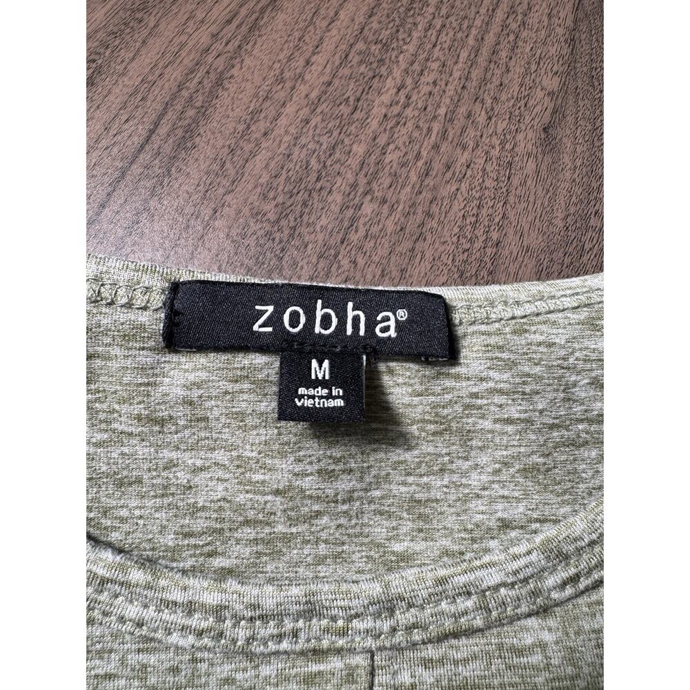 ZOBHA Twist Front Crop Cropped Top Shirt Sleeveless Yoga Womens Size Medium Gray - Picture 3 of 4
